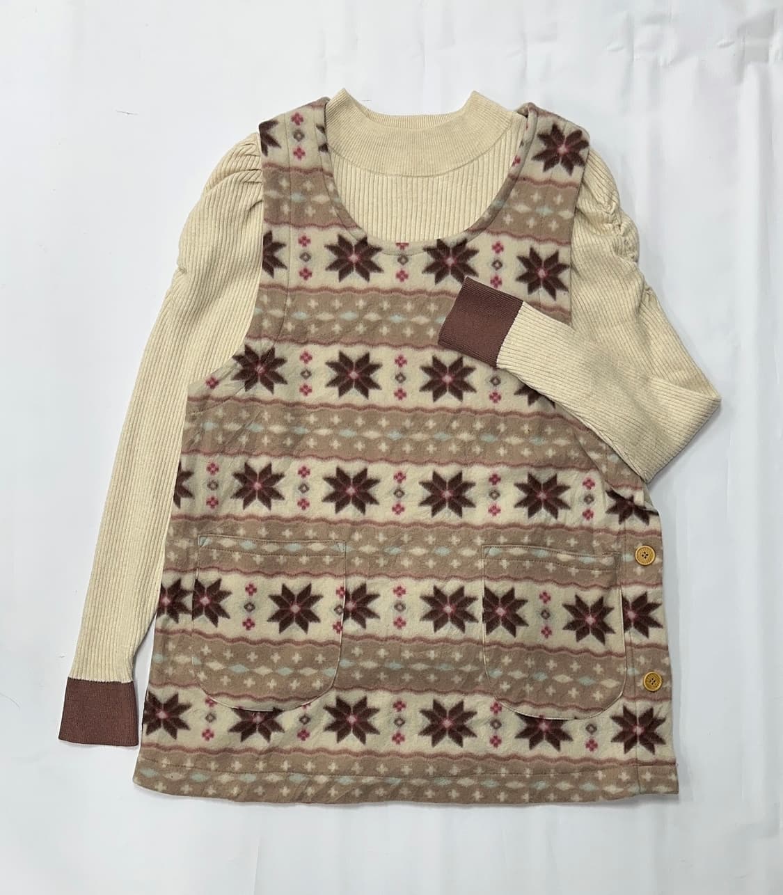 🤎하구미의 노르딕 코디세트🤎 원피스 레이어드 퍼프 니트 겨울 러블리 상품이미지2