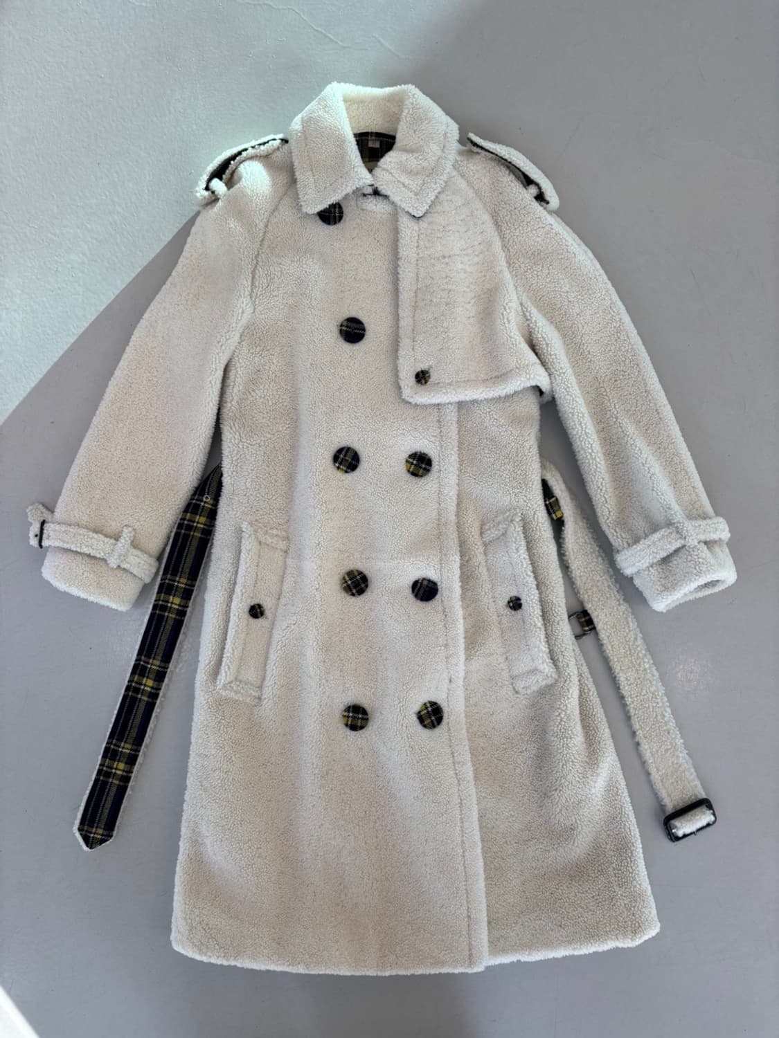 Vintage Burberry Fleece Trench Wool CT 상품이미지2