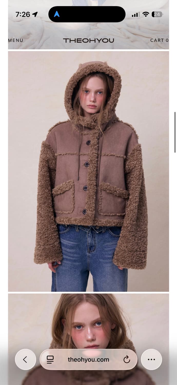 더오유 후드 무스탕  상품이미지1