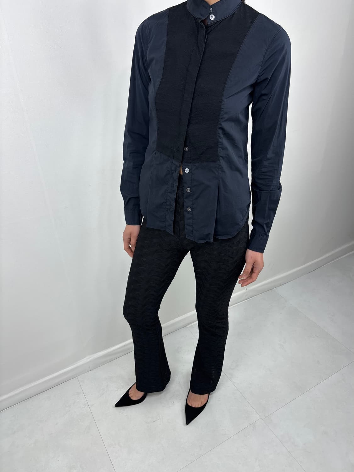 AX MIXED FABRIC PANEL SHIRT 상품이미지1