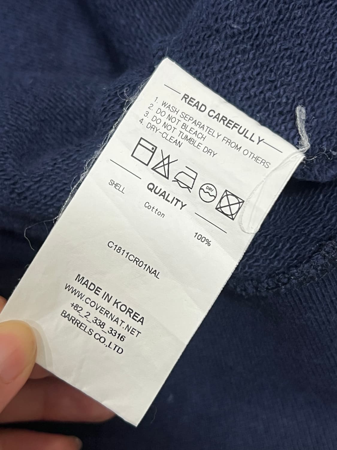 (L) 커버낫 네이비 맨투맨 상품이미지4