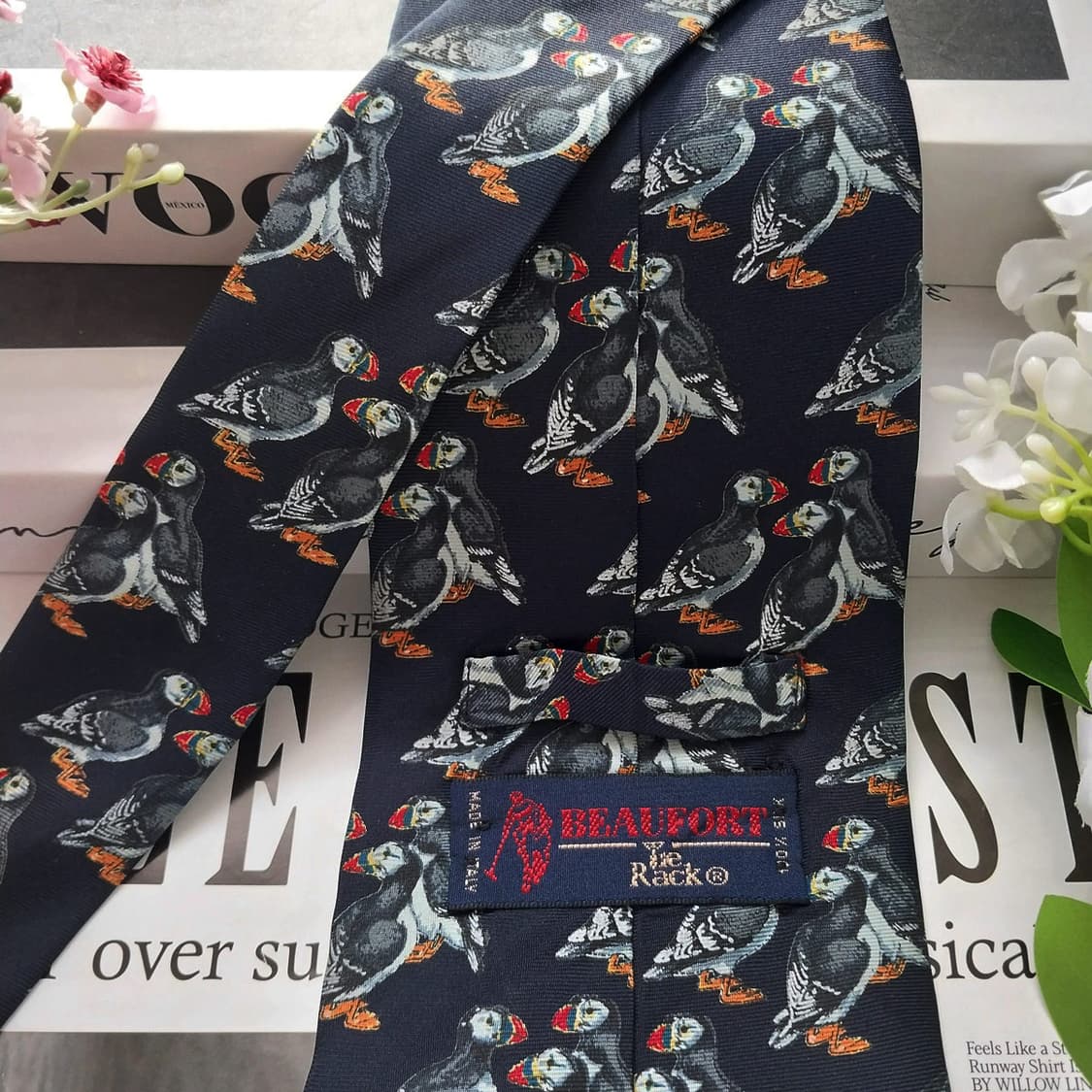 뷰포트 Tie Rack 퍼핀 패턴 넥타이 9.7cm A+등급 K1761 상품이미지7