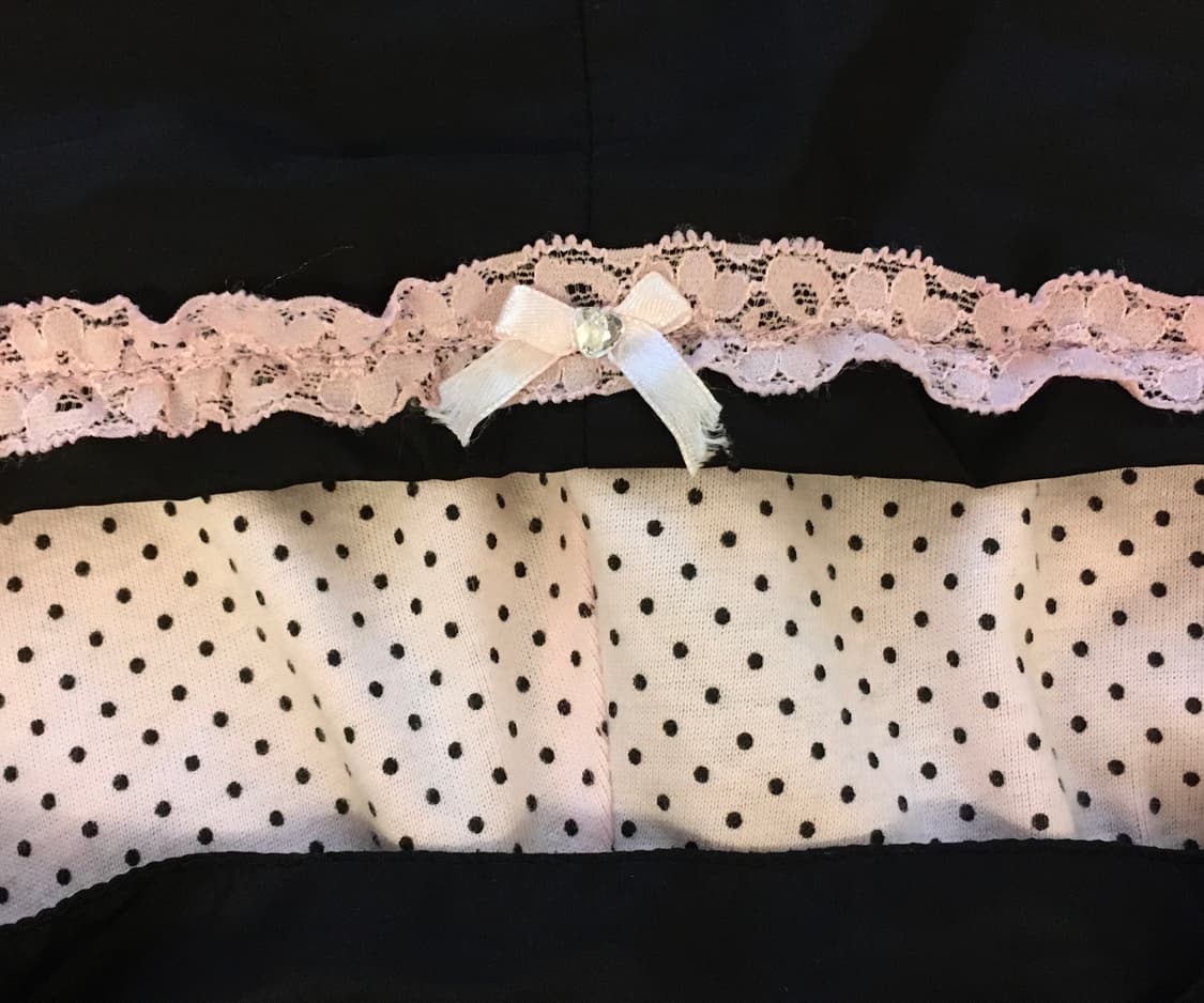 CRT CUTIE 블랙핑크 도트 레이스 바람막이 자켓 히메갸루 조지후쿠 상품이미지6