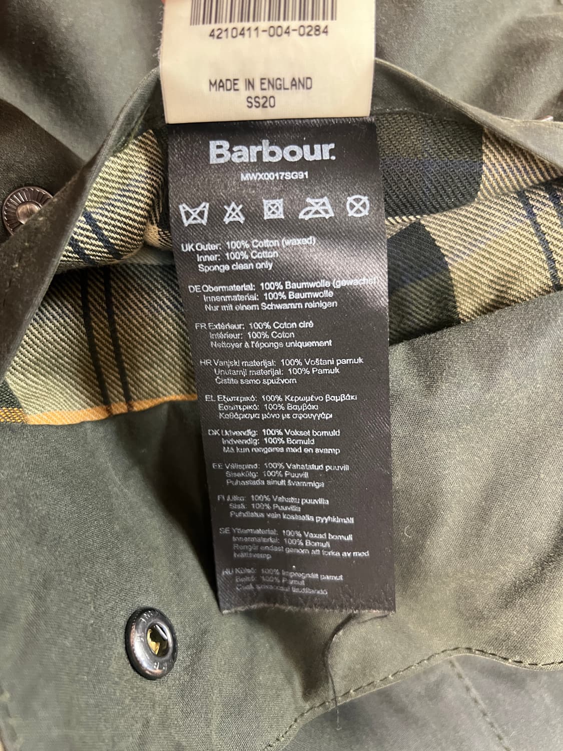 Barbour 바버 뷰포트 왁스자켓 세이지그린 40 (100–105) 상품이미지7