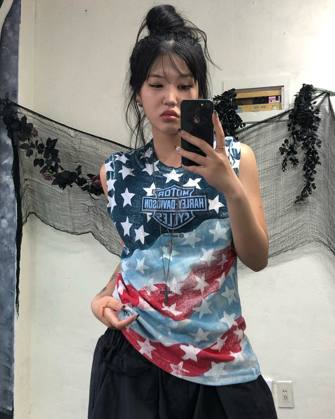 할리데이비슨 스타 프린팅 슬리브리스 상품이미지1
