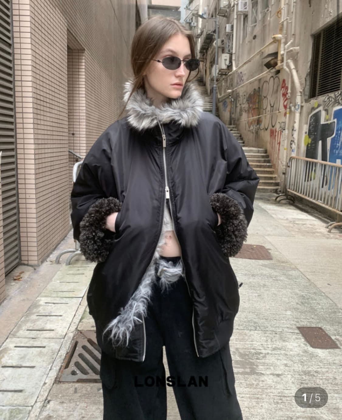 Lonslan 리버시블 점퍼 블랙 상품이미지3