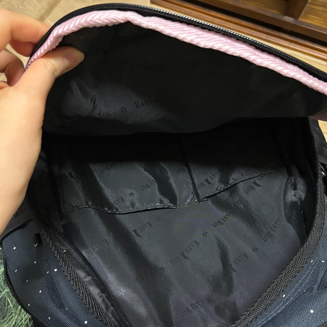 이스트보이 네이비 도트 백팩 빈티지 배낭 가방 하구미 모리걸 대장템 상품이미지4