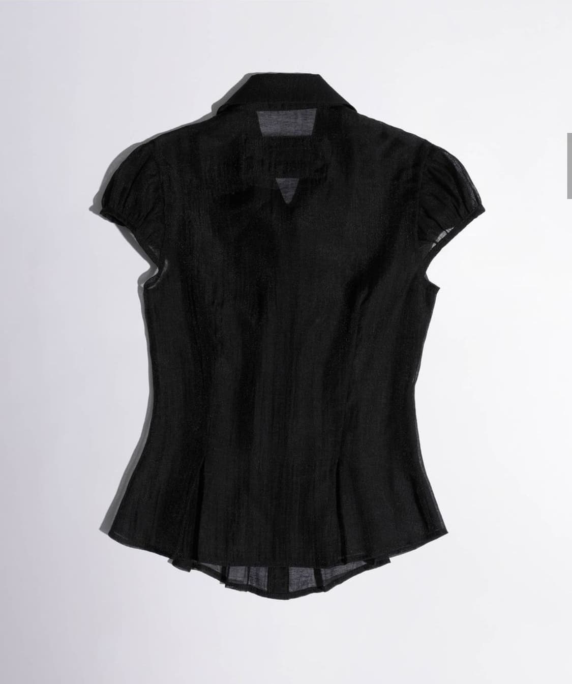 스컬프터 Sheer Pleated Hem Blouse Black 상품이미지6