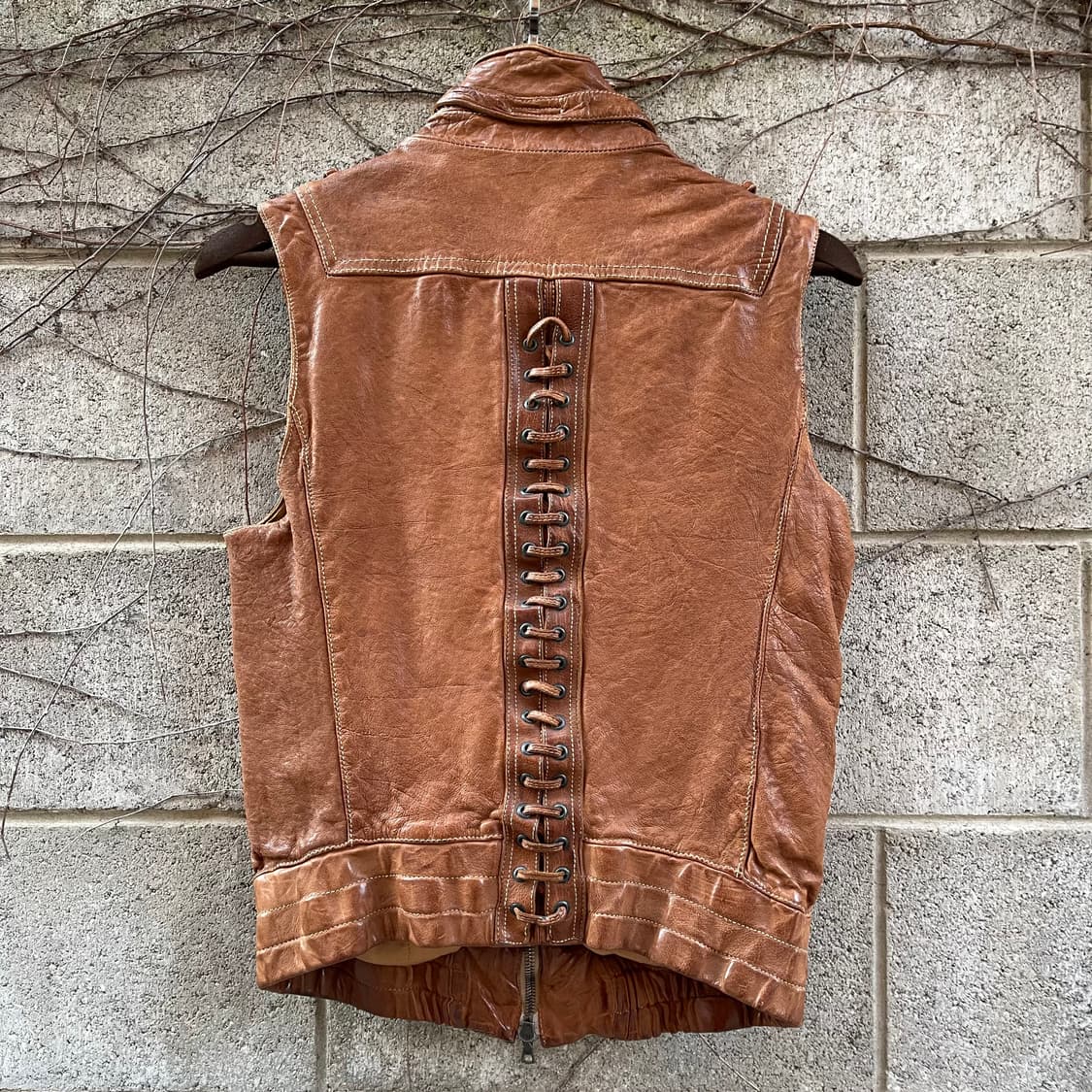 [XXS] 닐바렛 브라운 소가죽 조끼 자켓 상품이미지2