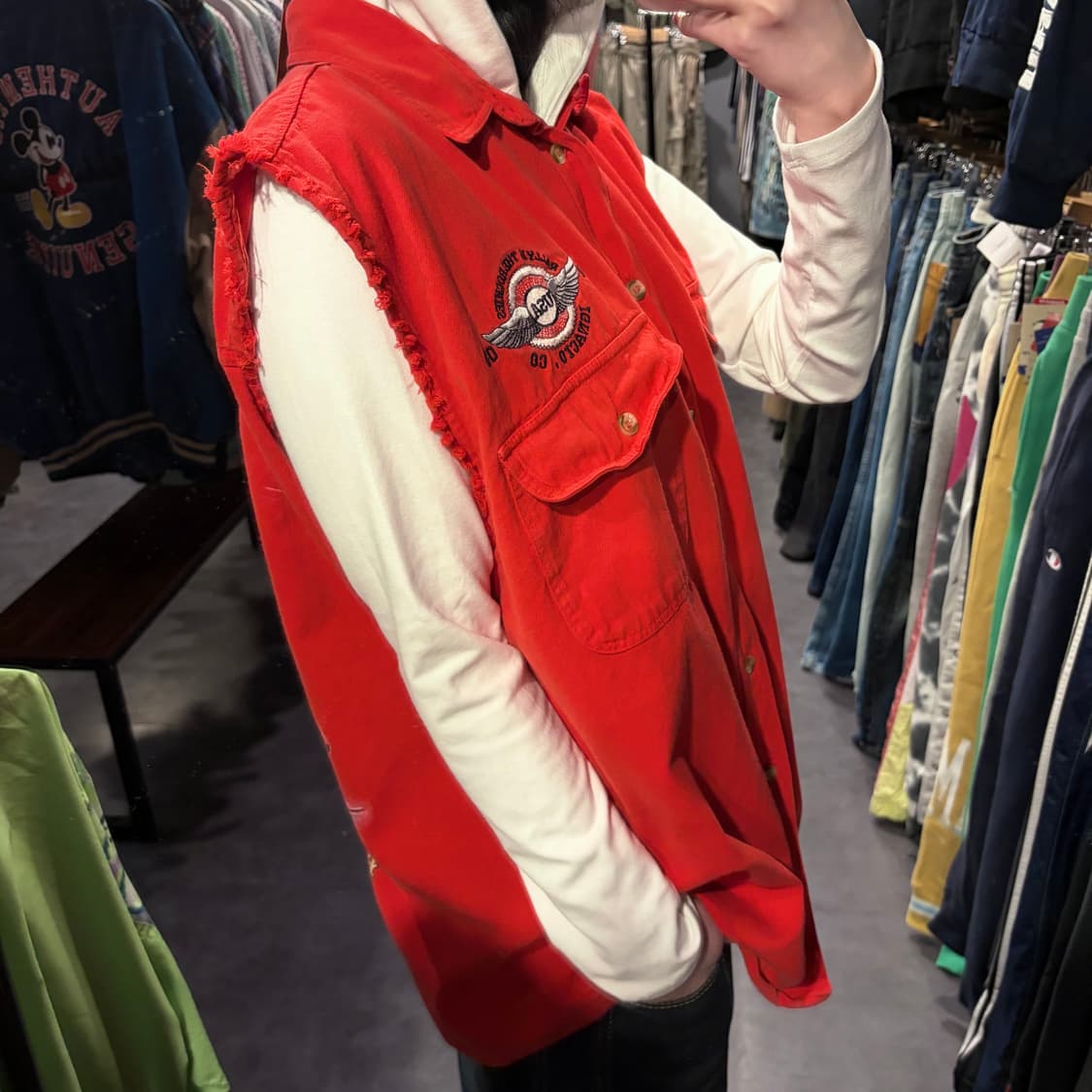  [IM] vtg 바이커 컷오프 조끼 레드 상품이미지6