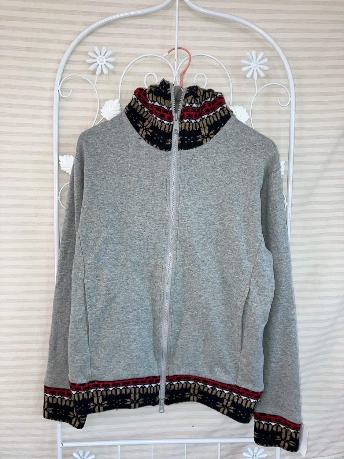 jpn vintage 그레이 노르딕 후드 집업 y2k 스트릿 갸루 펑키 상품이미지1