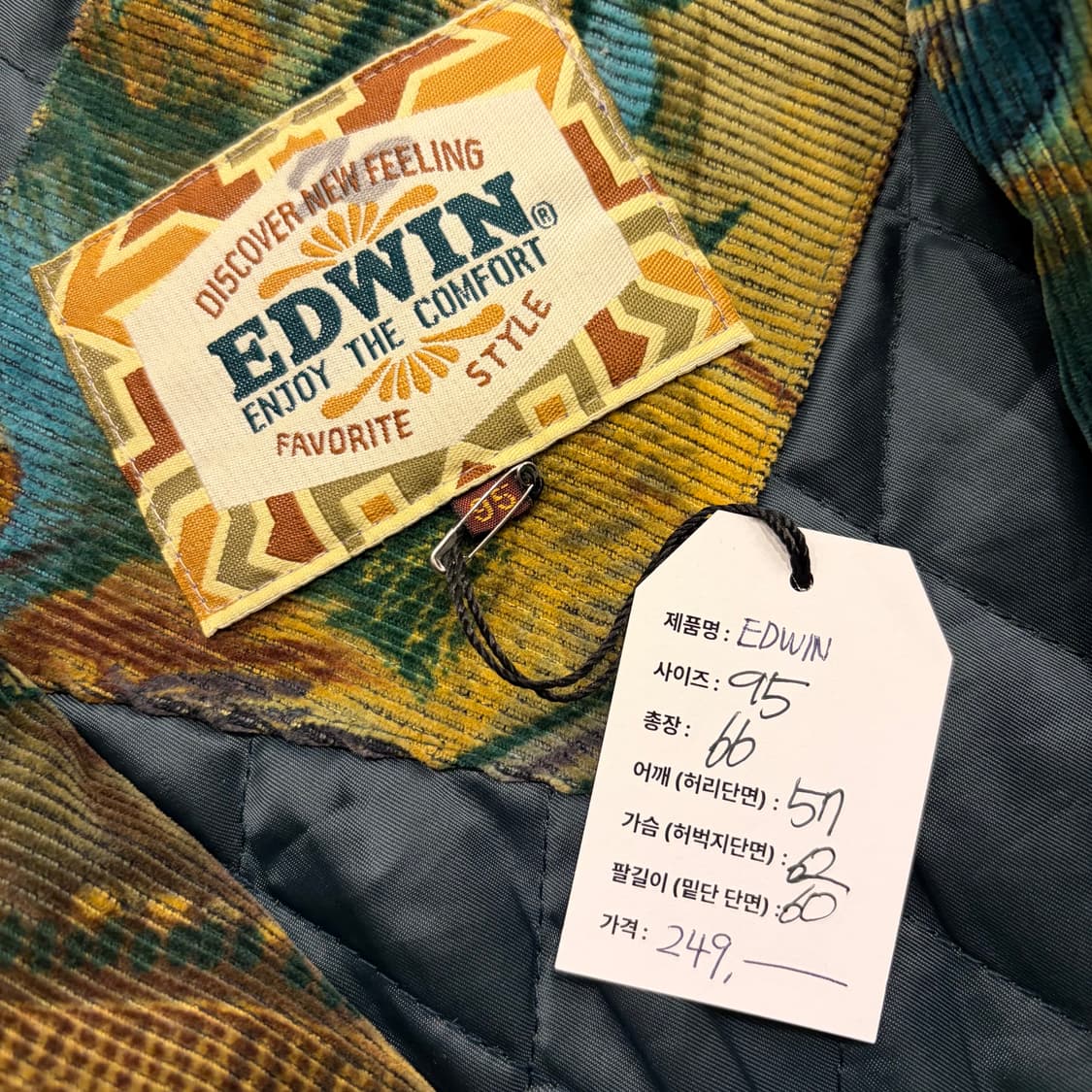 [95] EDWIN 에드윈 빈티지 패턴 코듀로이 블루종 자켓 B706 상품이미지6
