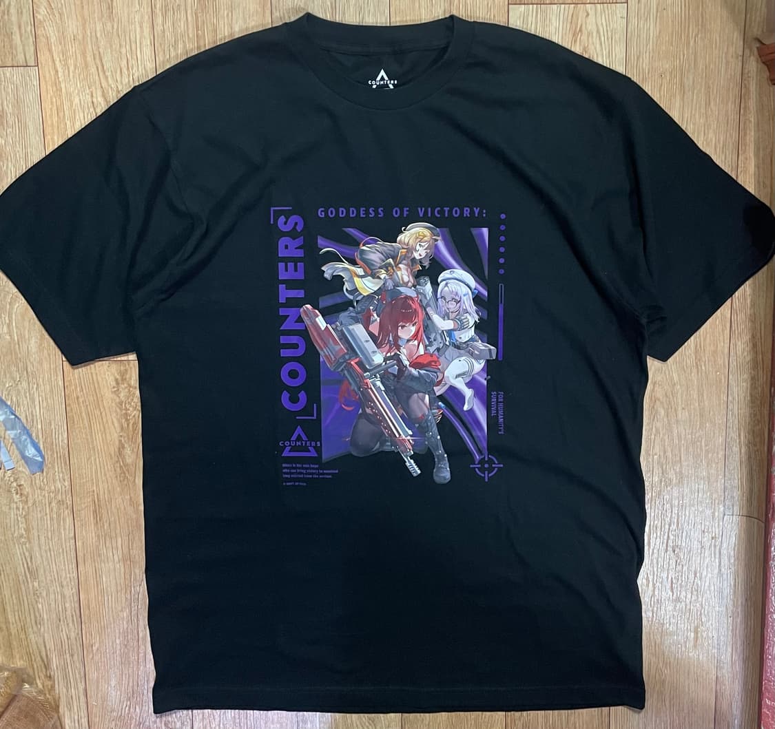 승리의여신 니케 카운터스 블랙 일러스트 반팔 라피 네온 아니스 반팔티 상품이미지1