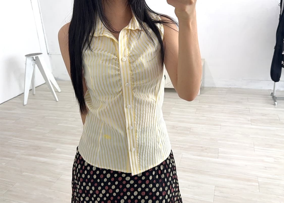Lemon Striped Sleeveless Shirt 상품이미지6