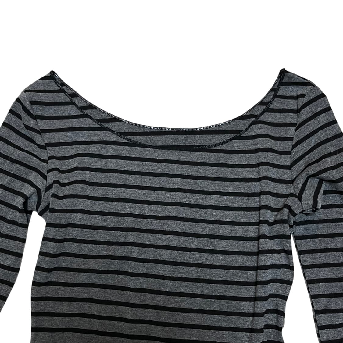Stripe off-shoulder slim fit boat top 상품이미지2