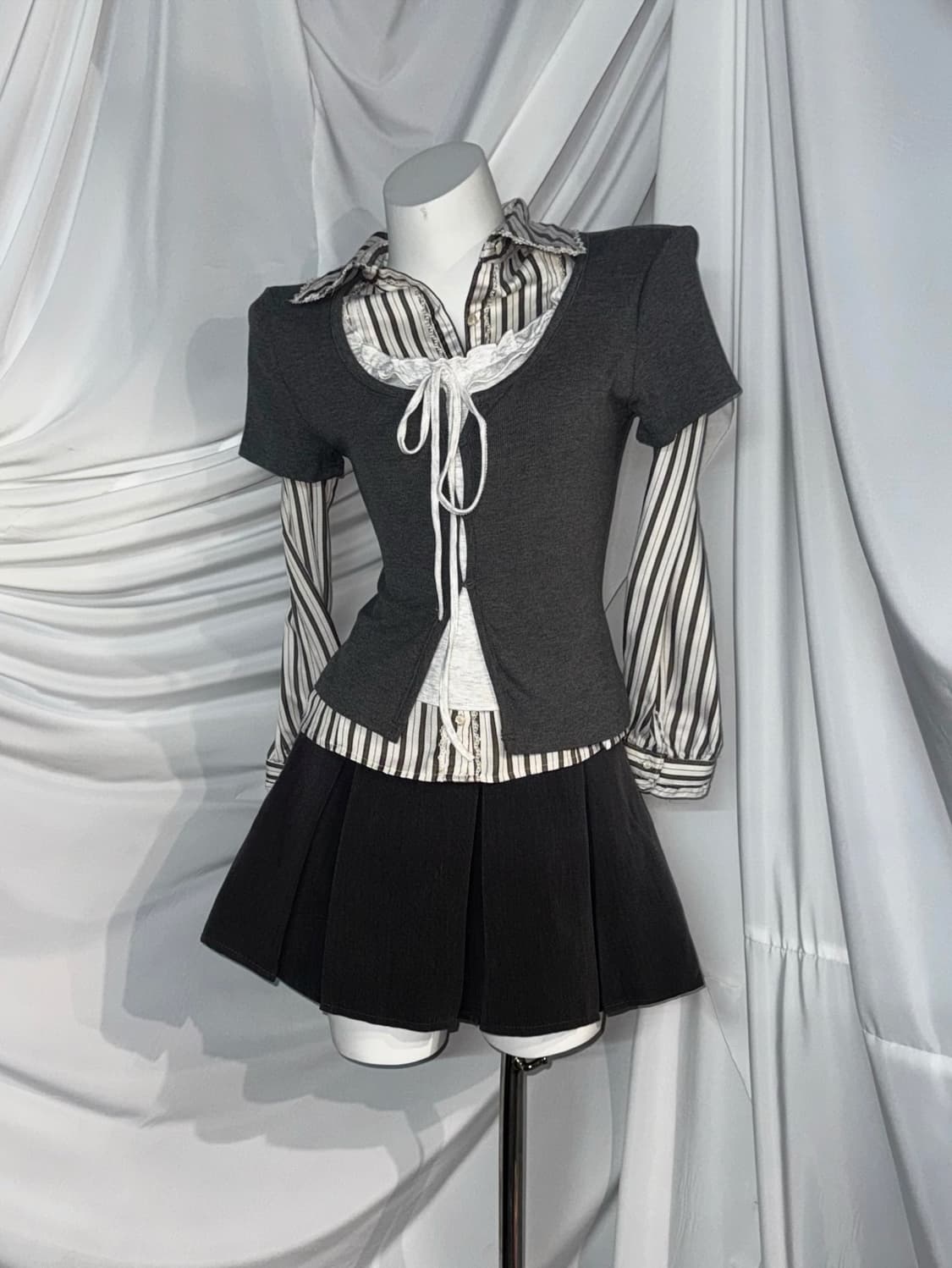 엑시즈팜 무채색 사와코깔 그레이 공겜여주 니혼진 코디세트 상품이미지4