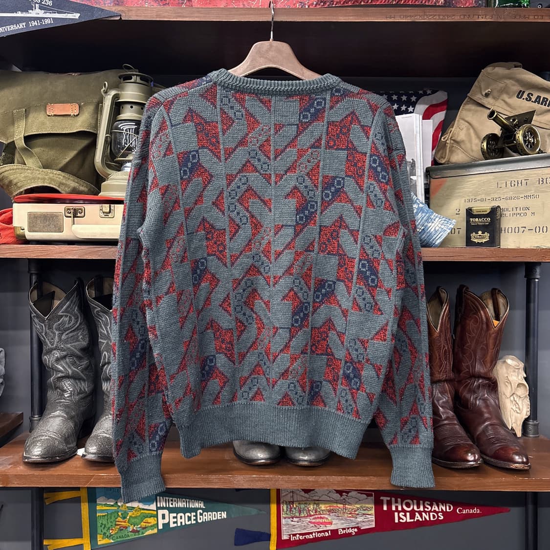 90s 빈티지 지오매트릭 자카드 패턴 스웨터 N155 상품이미지2