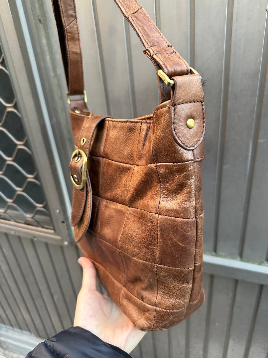 Vintage brown leather shoulder bag 상품이미지4