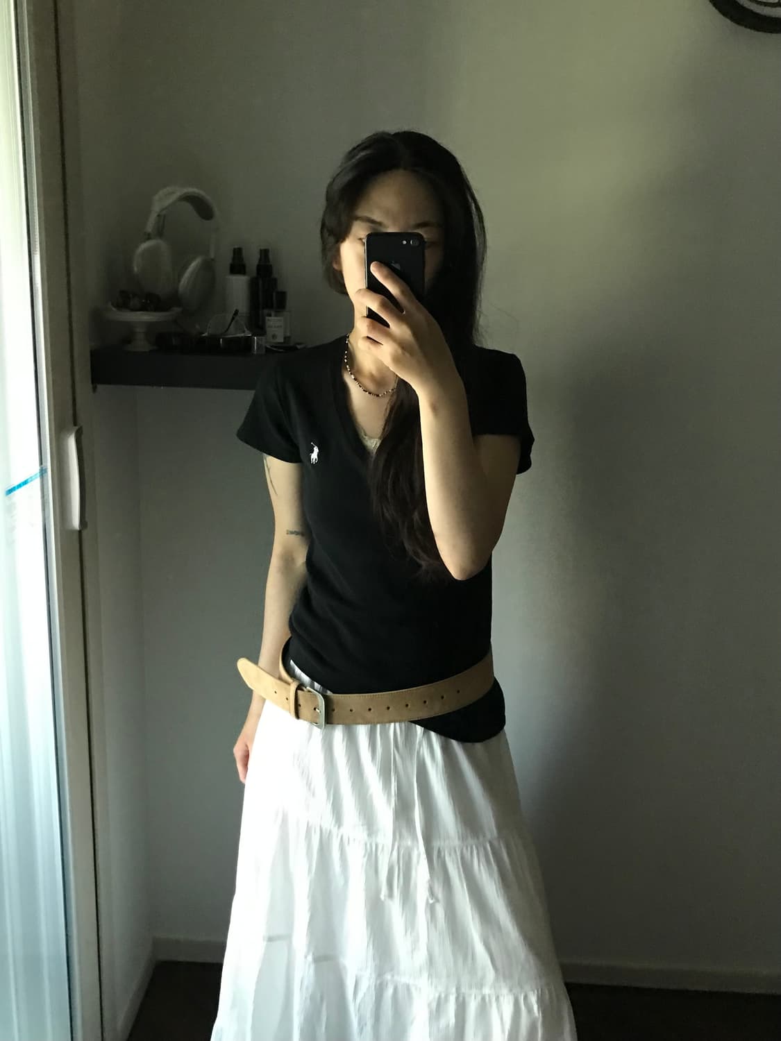 폴로 랄프로렌 포니 로고 블랙 브이넥 반팔티 상품이미지3