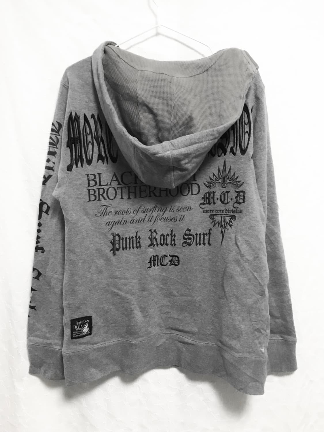 빈티지 펑크 사선 지퍼 레터링 후드 맨투맨 탑 상품이미지6