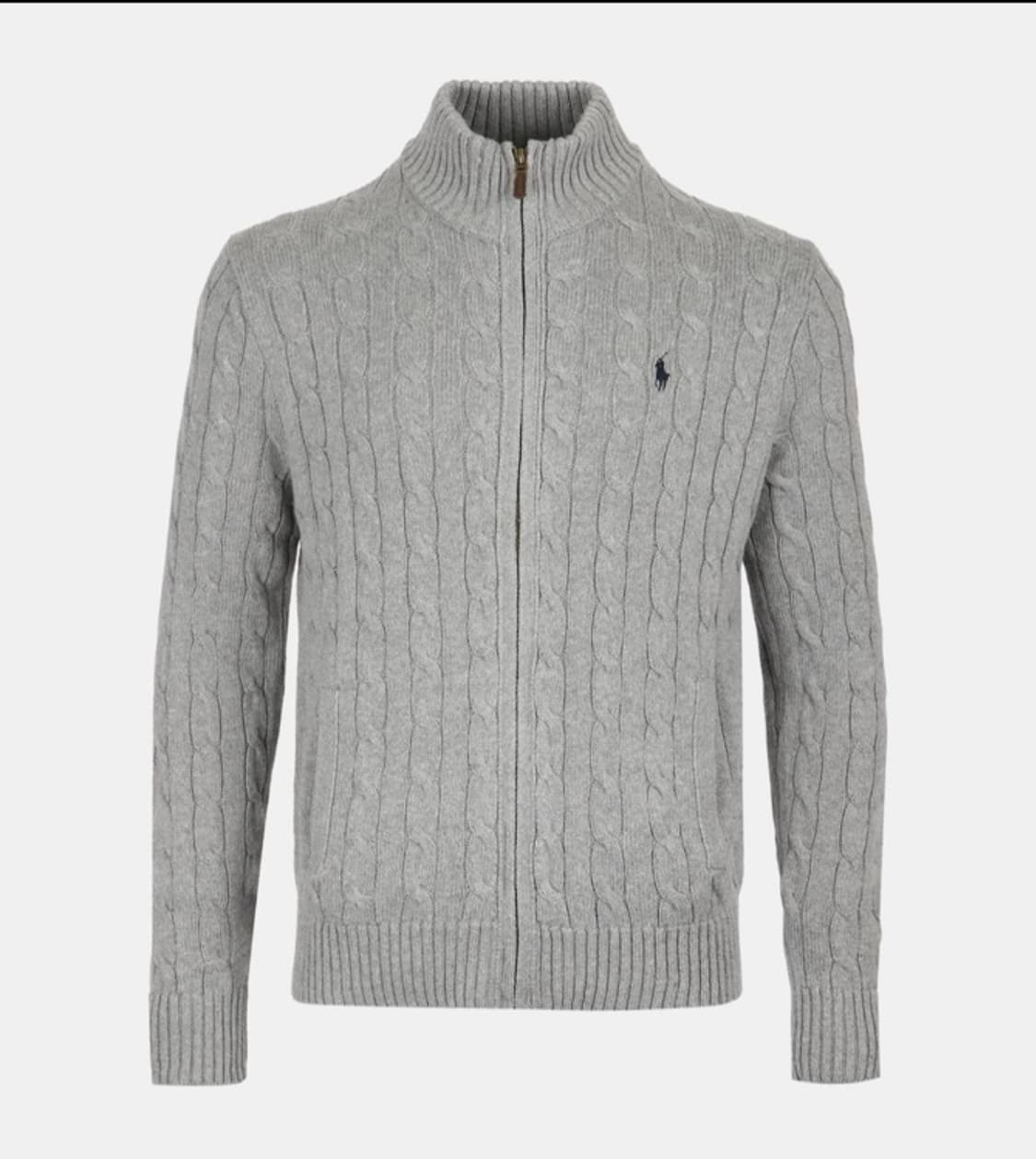 폴로 꽈배기 니트 풀집업 그레이 M 상품이미지5