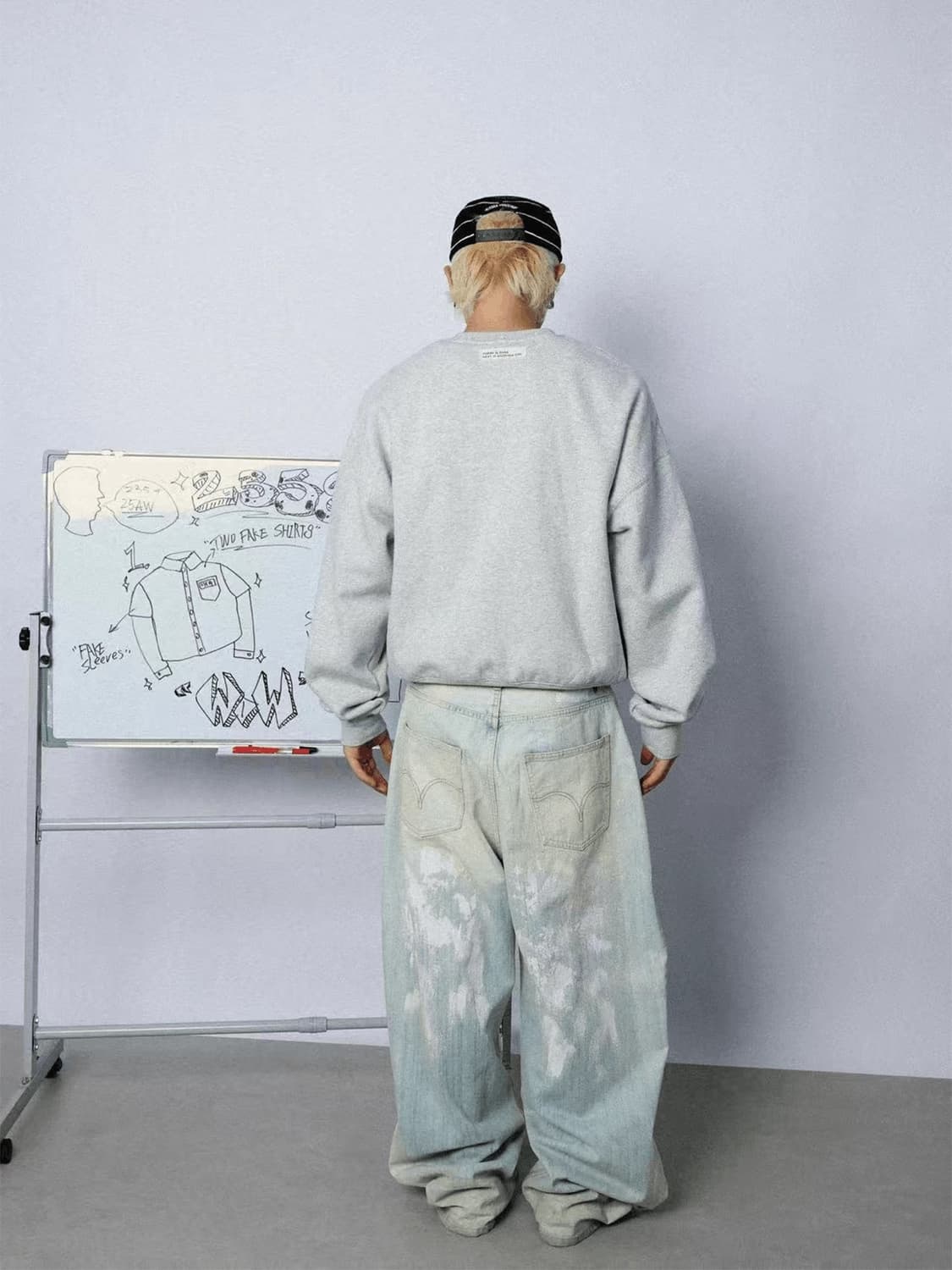 Washed Ice Blue Graffiti Baggy Denim Pan 상품이미지6