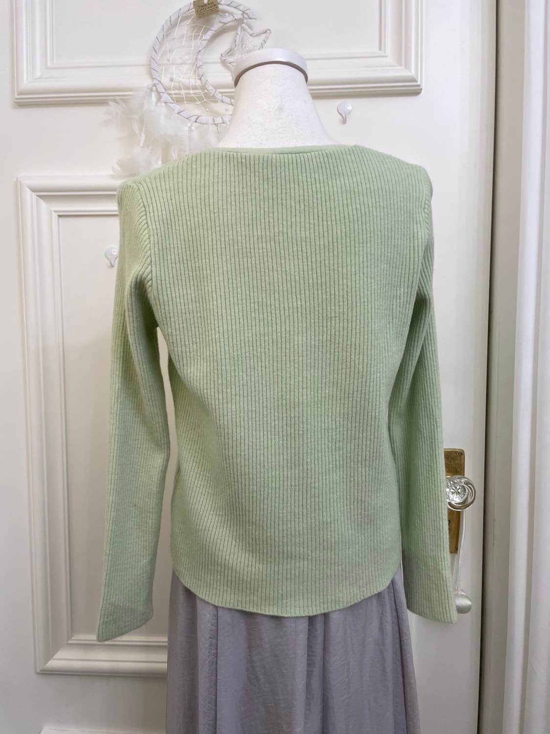 white green pearl button basic cardigan 상품이미지5