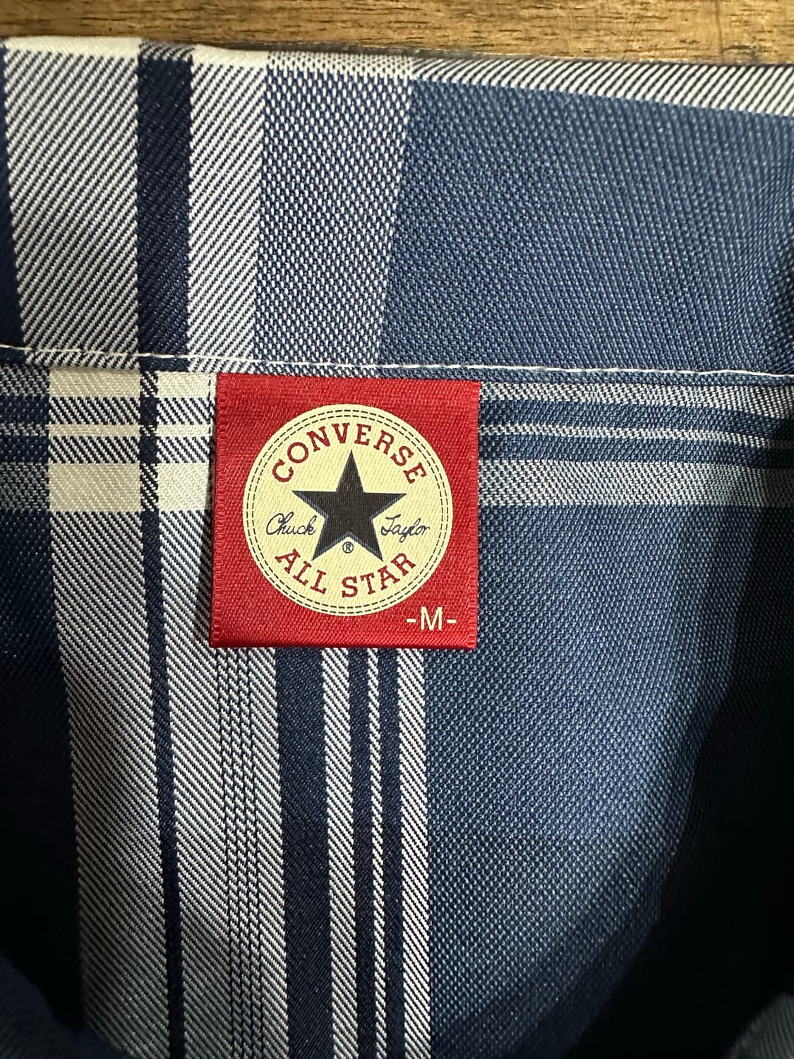 컨버스 CONVERSE 일본판 빅로고 체크 반팔 셔츠 L 새상품 상품이미지4