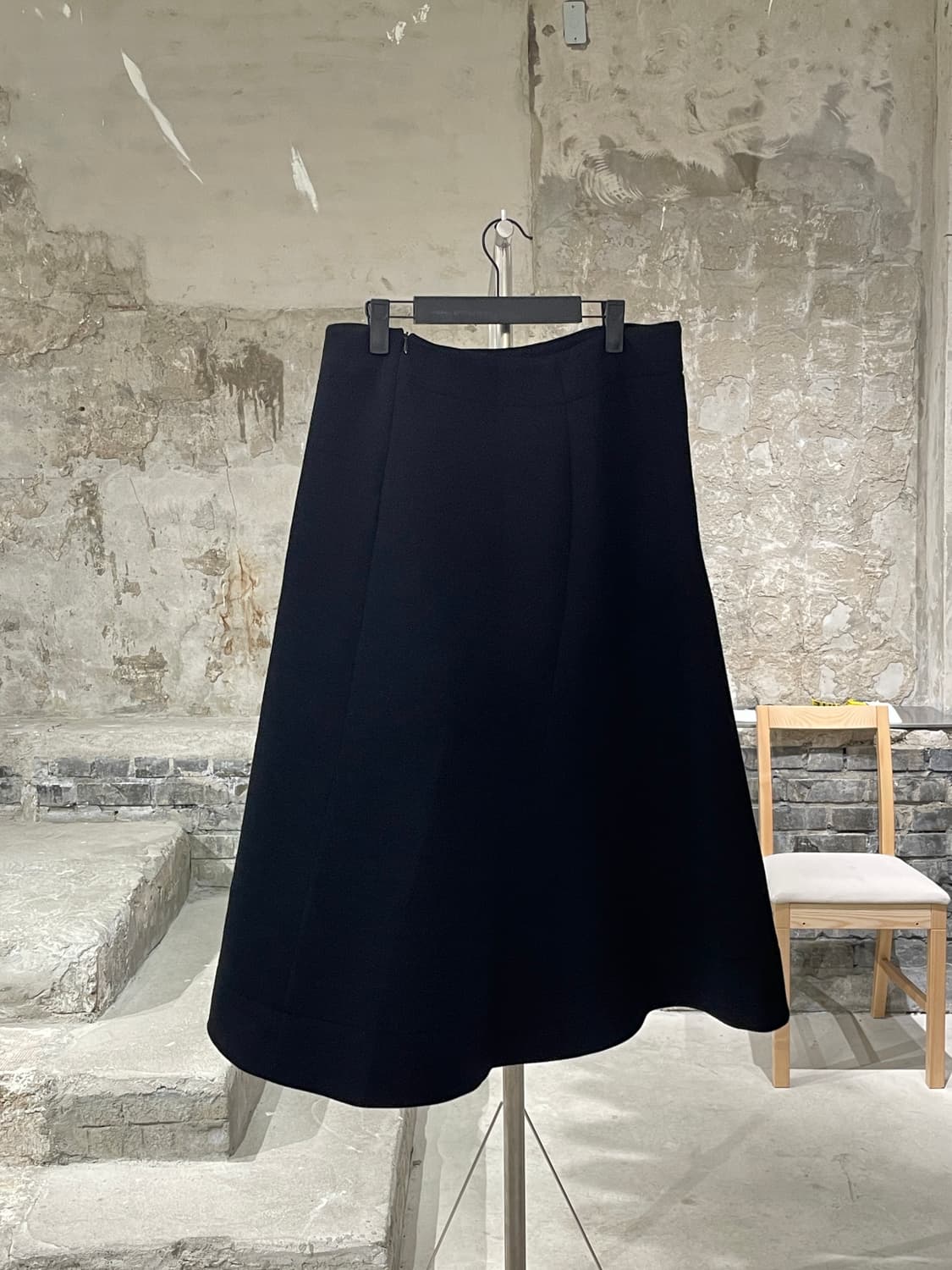 질샌더 블랙 플레어 울 나일론 혼방 롱 스커트 상품이미지6