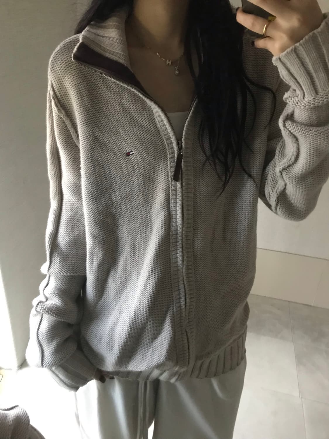 타미힐피거 오트밀 니트집업 상품이미지2