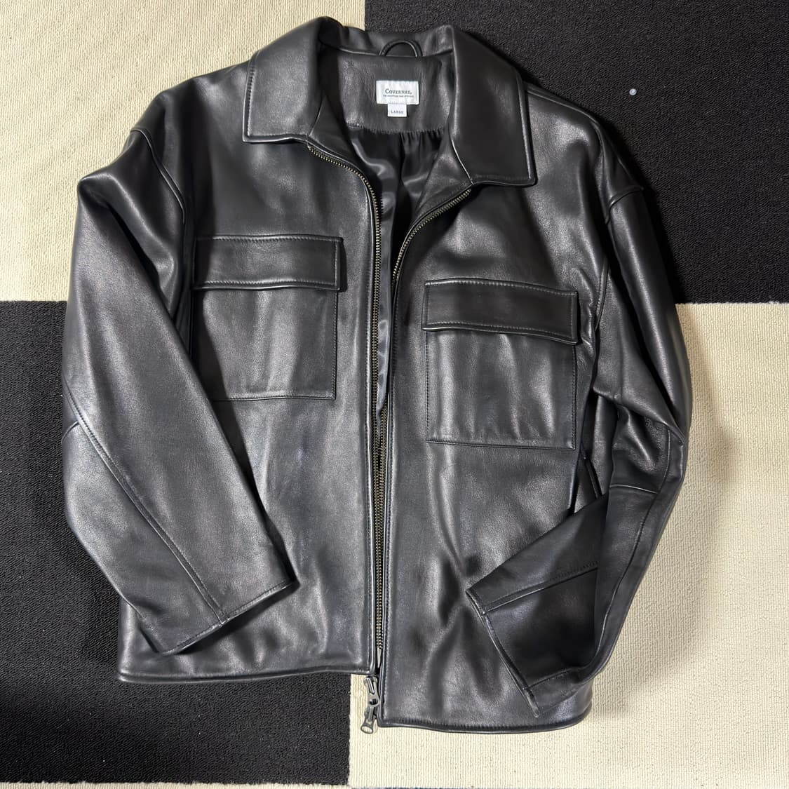 커버낫 양가죽 레더 자켓 블랙 L 상품이미지1
