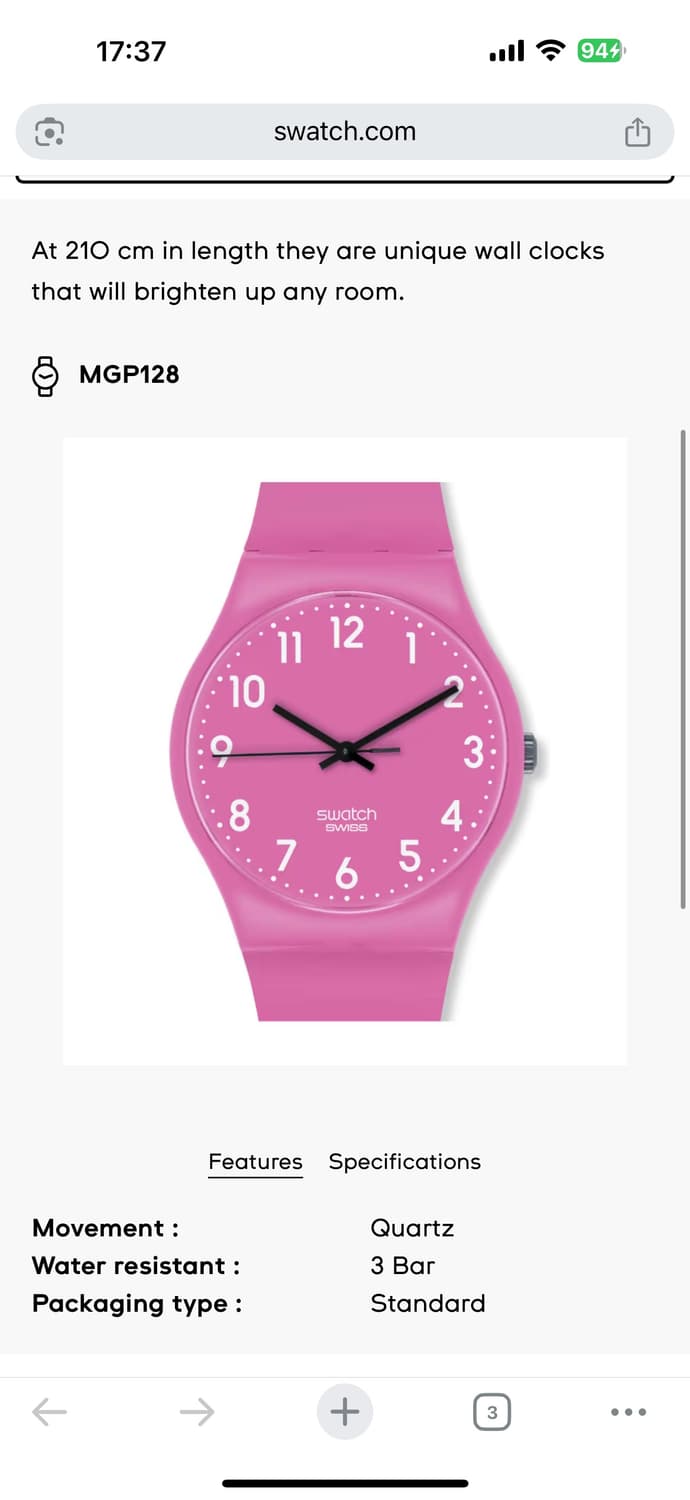 스와치 MGP128 핑크 시계 상품이미지9