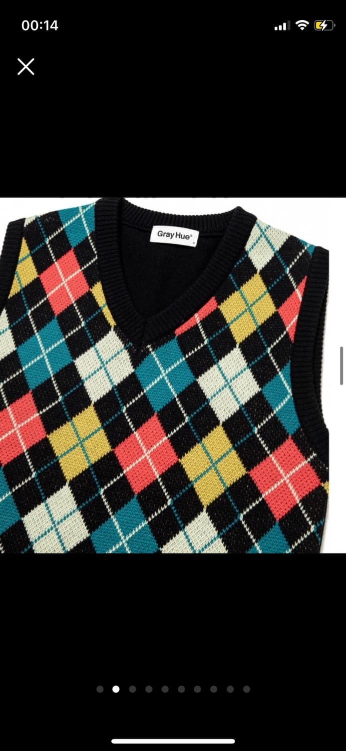 [새상품] Gray Hue 아가일 니트 조끼 상품이미지2