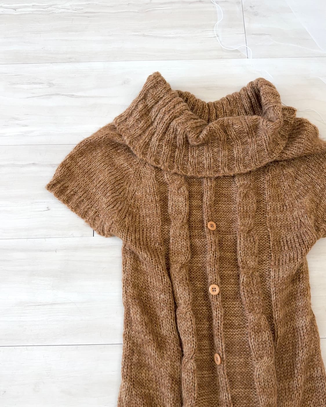 Button point orande brwon knit dress 상품이미지9