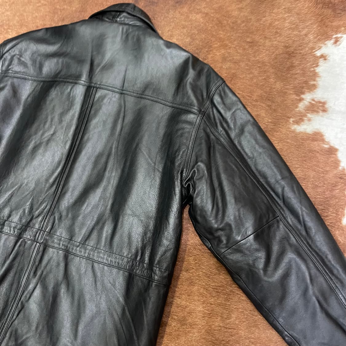 90's Viridian leather car coat 상품이미지10