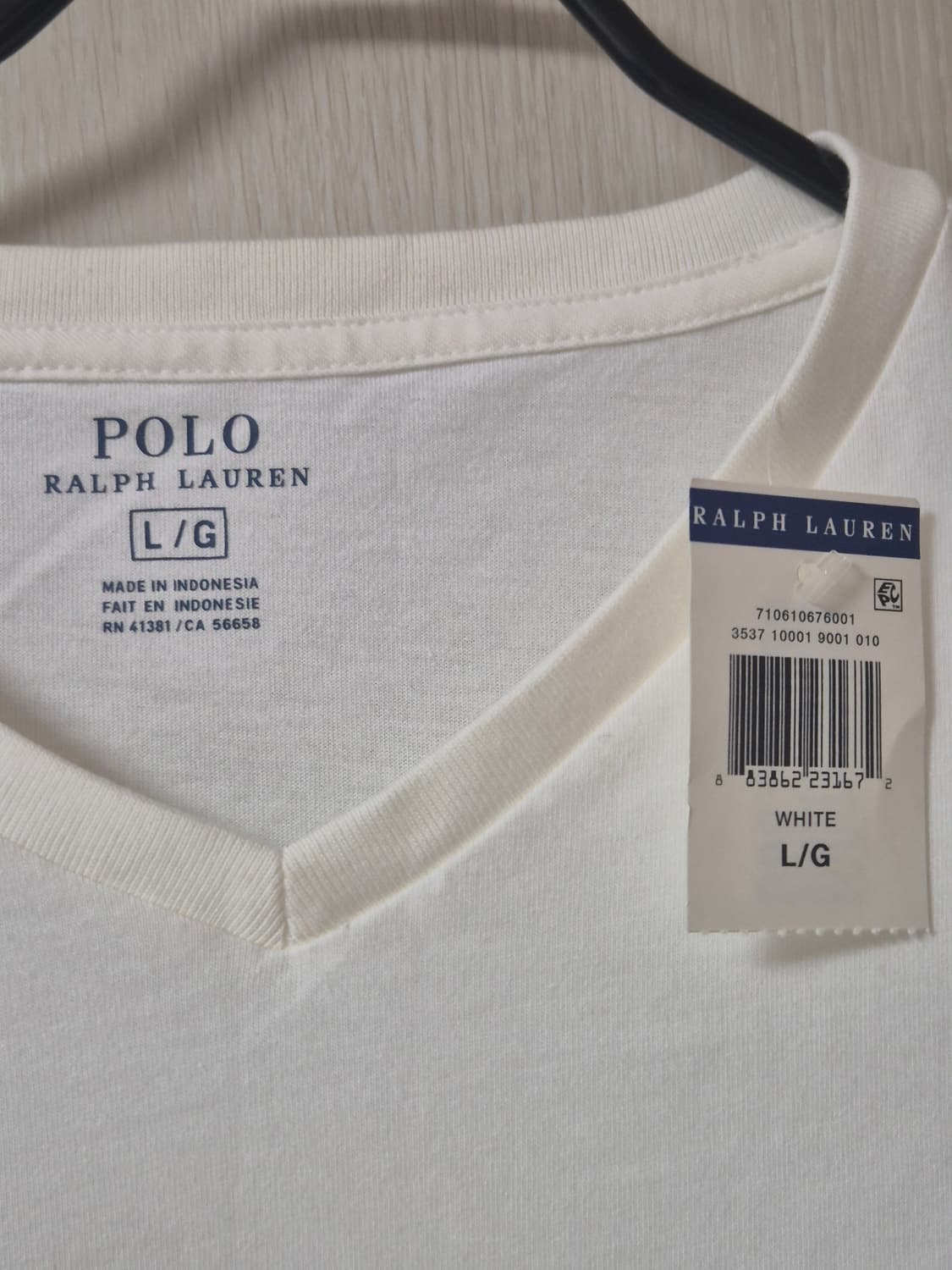 (새제품) 폴로 랄프로렌 V넥 반팔티 화이트 라지 상품이미지4