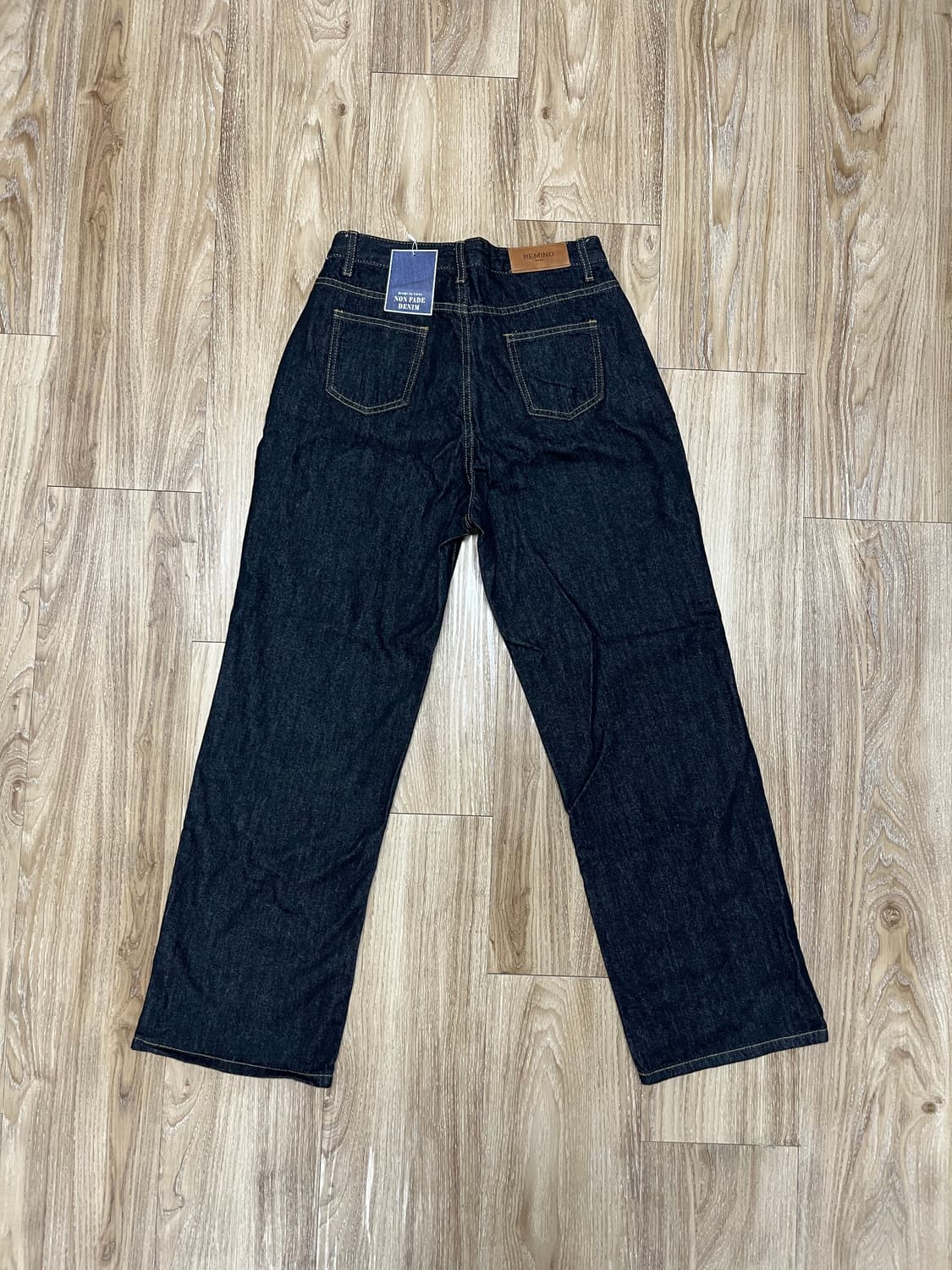 (새상품) 리마인드 논페이드 와이드 흑청바지 27 상품이미지1