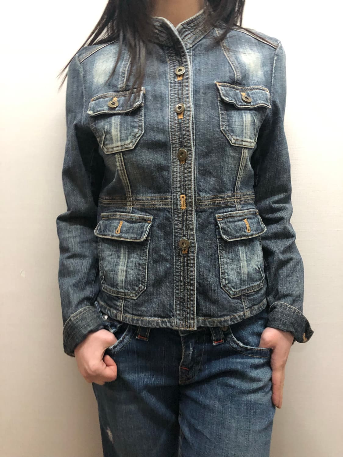 빈티지 톰보이 데님 포켓 워싱 자켓 상품이미지6
