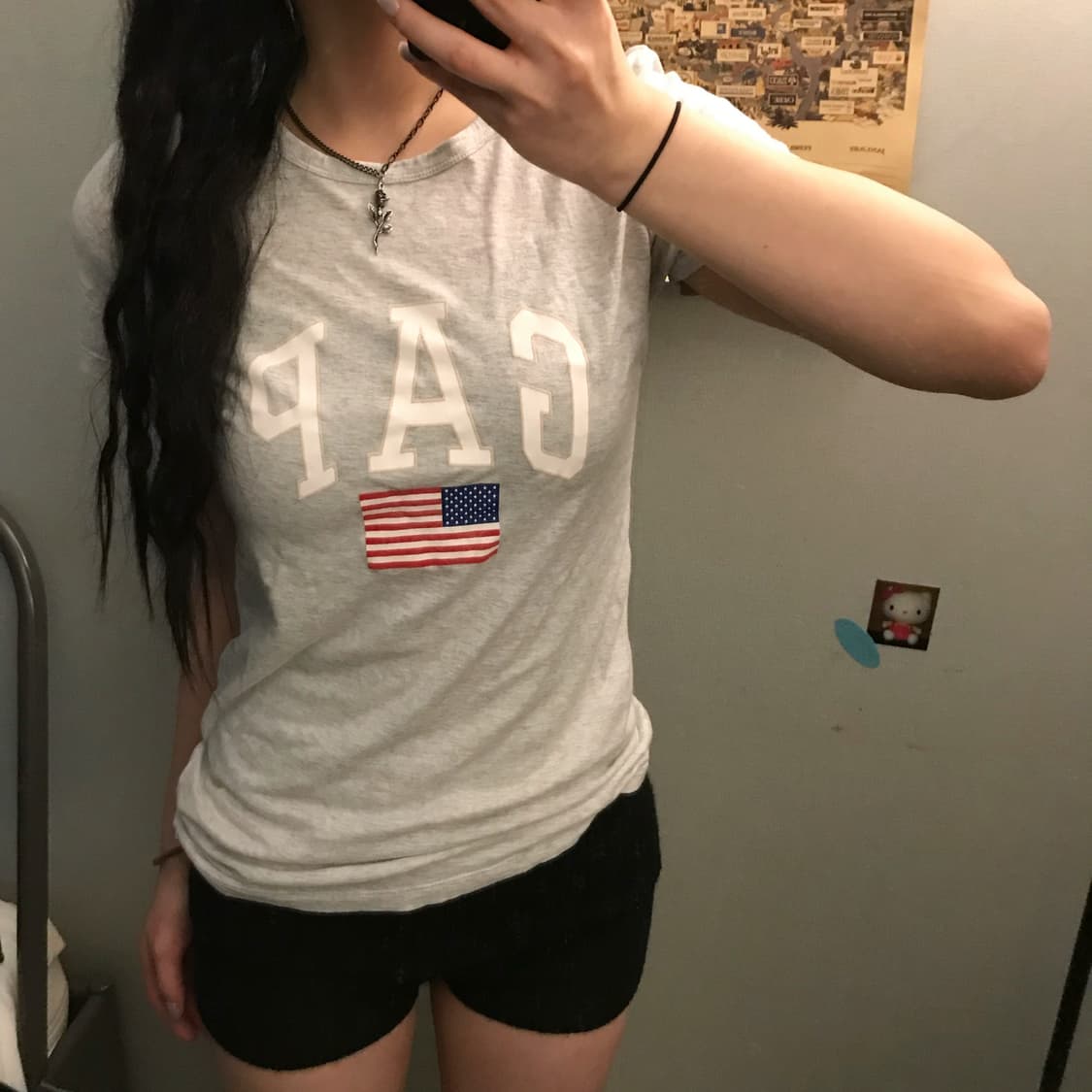 GAP 갭 Y2k 성조기 그레이 반팔티 상품이미지1
