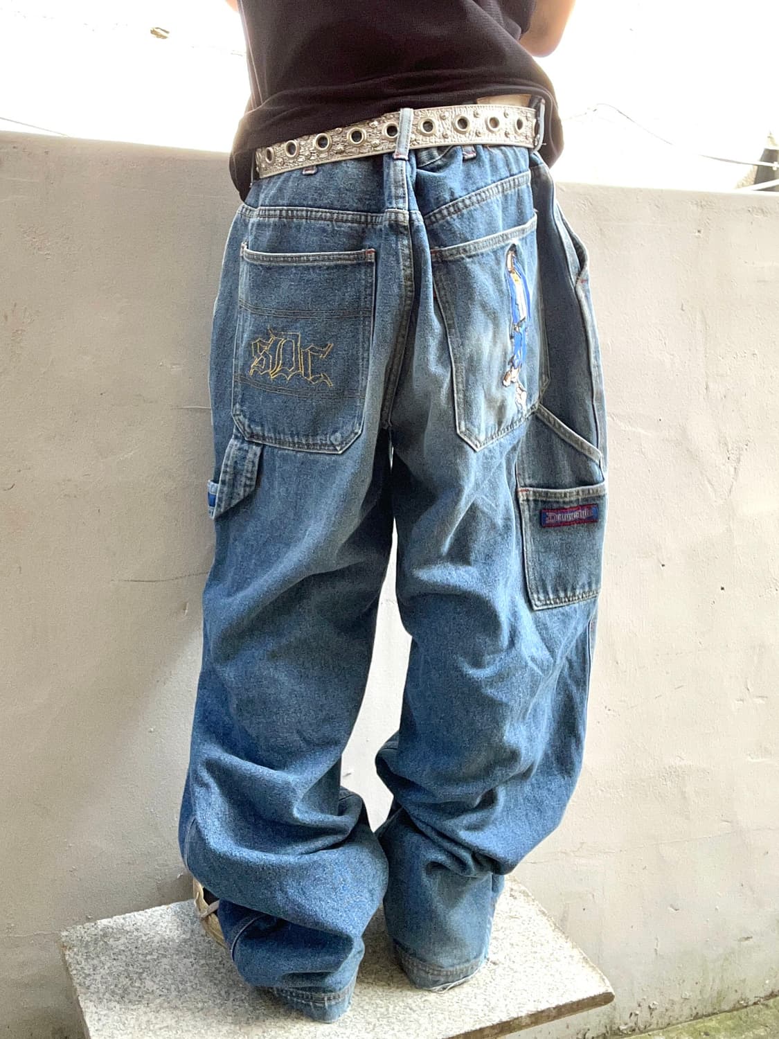 *rare* 올드스쿨 90s 스눕독 자수 와이드 힙합 데님팬츠 상품이미지1