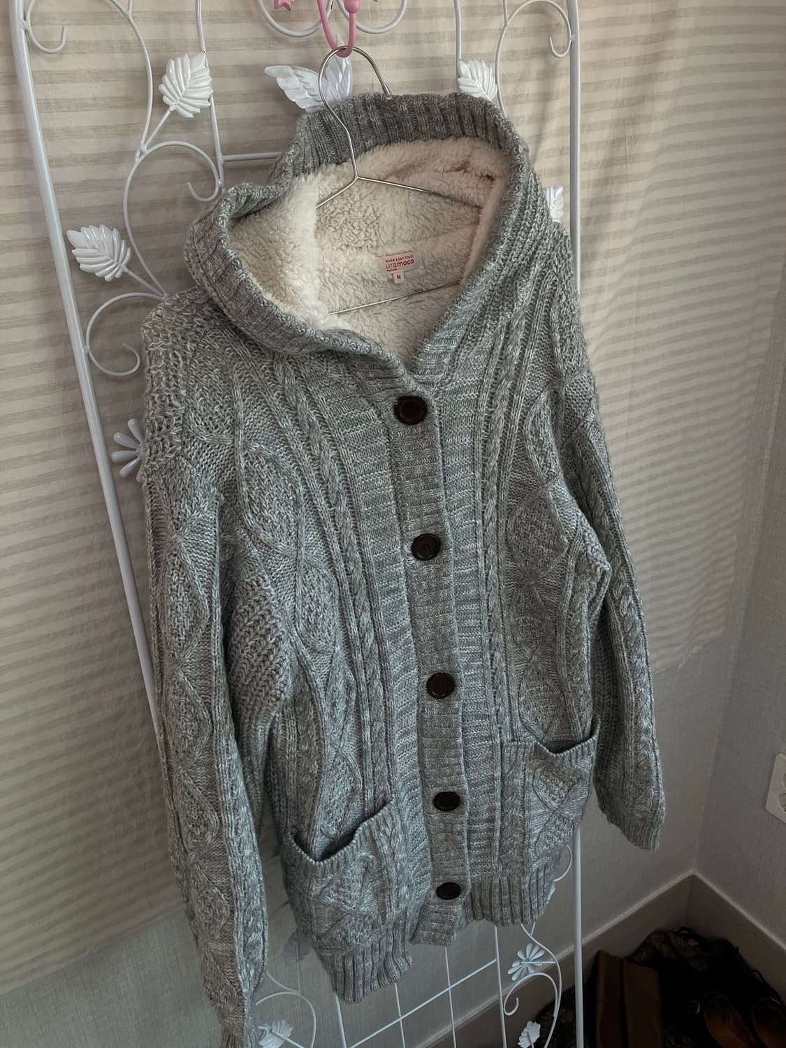 빈티지 그레이 후드 기모 니트 y2k 스트릿 갸루 펑키 일본빈티지 상품이미지5