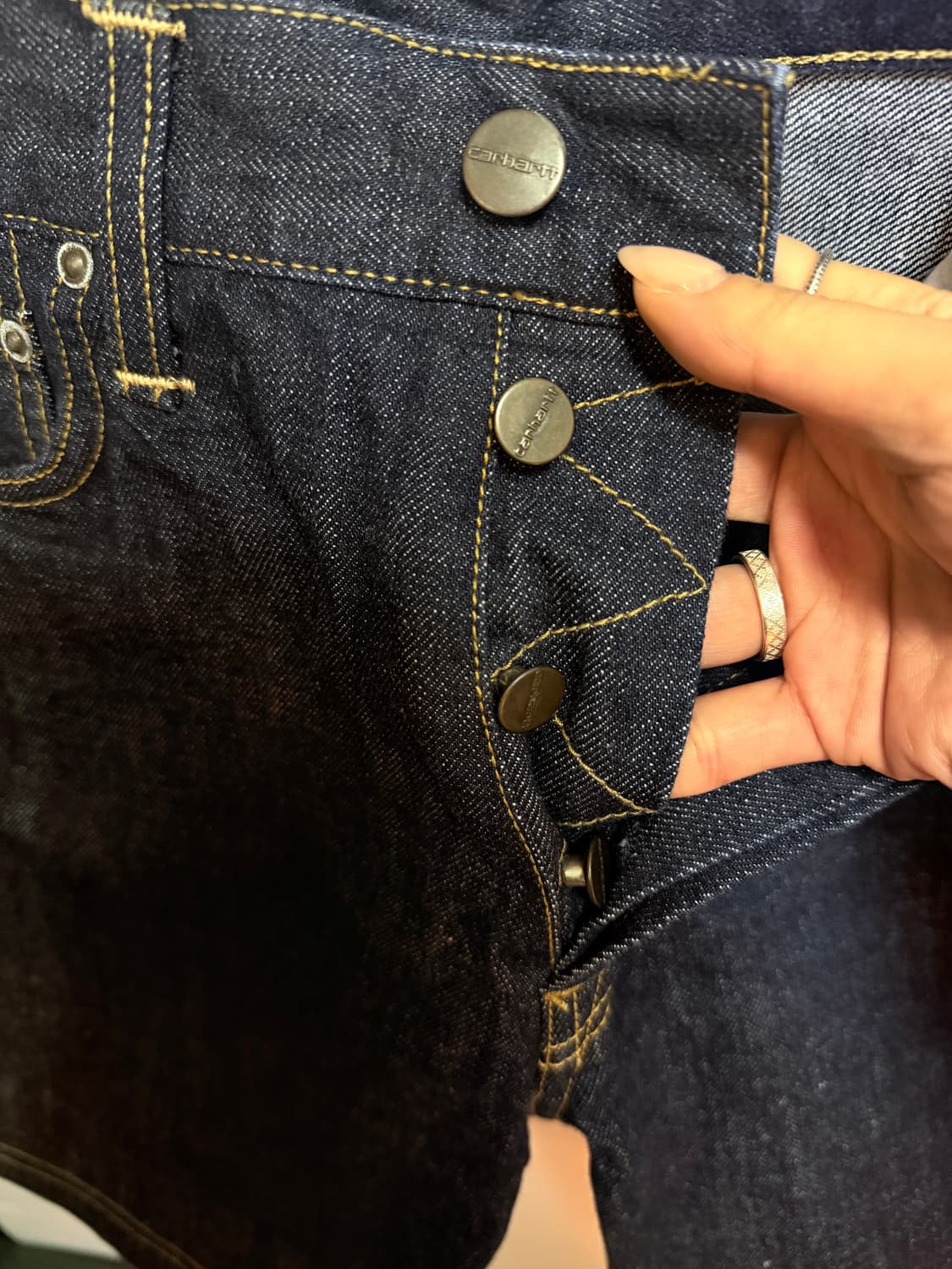 칼하트 WIP 데님 반바지 30 인치 생지 청반바지 남성 쇼츠 상품이미지3