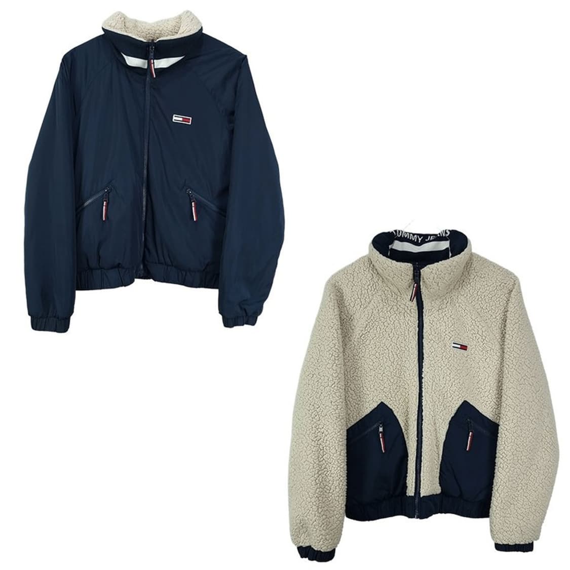 [타미힐피거] 리버시블 양면 바람막오 뽀글이 자켓 네이비 M19010 상품이미지2