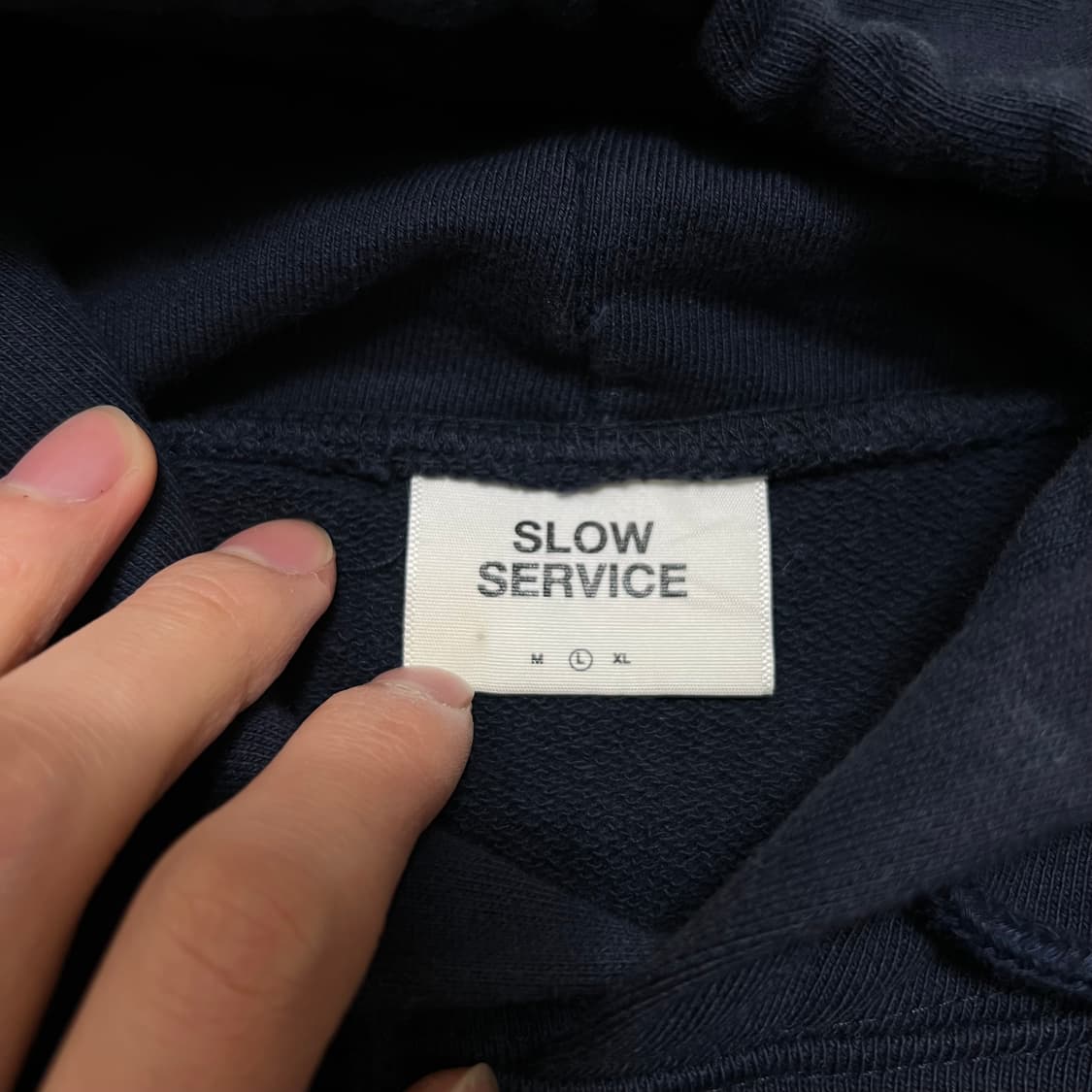 슬로우서비스 빅프린팅 백로고 후드티 [네이비] L/100 상품이미지7