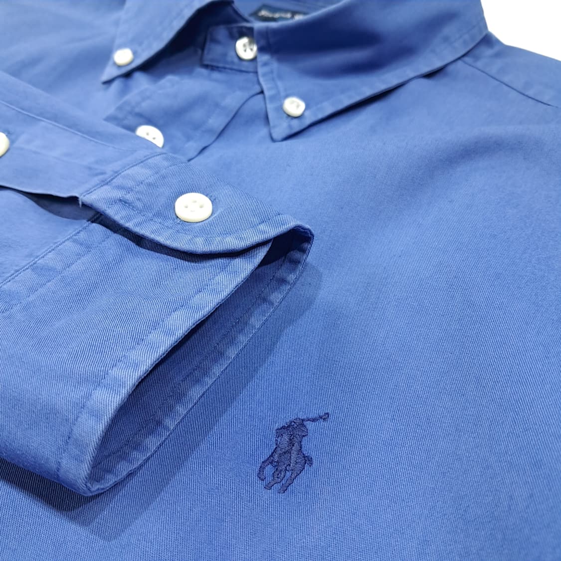 CL610 L 폴로 90s 코튼 버튼다운 아쿠아 블루 셔츠 남방 상품이미지4