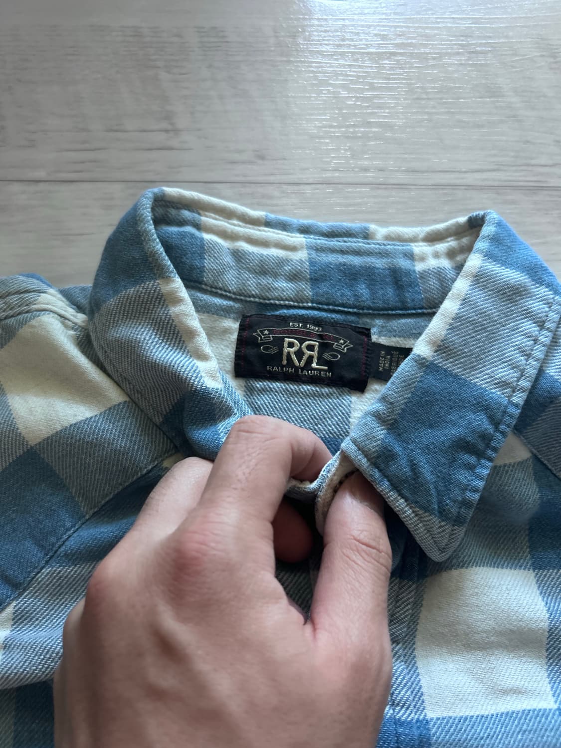 RRL 더블알엘 블루 웨스턴 버팔로 체크 셔츠  XL 상품이미지3