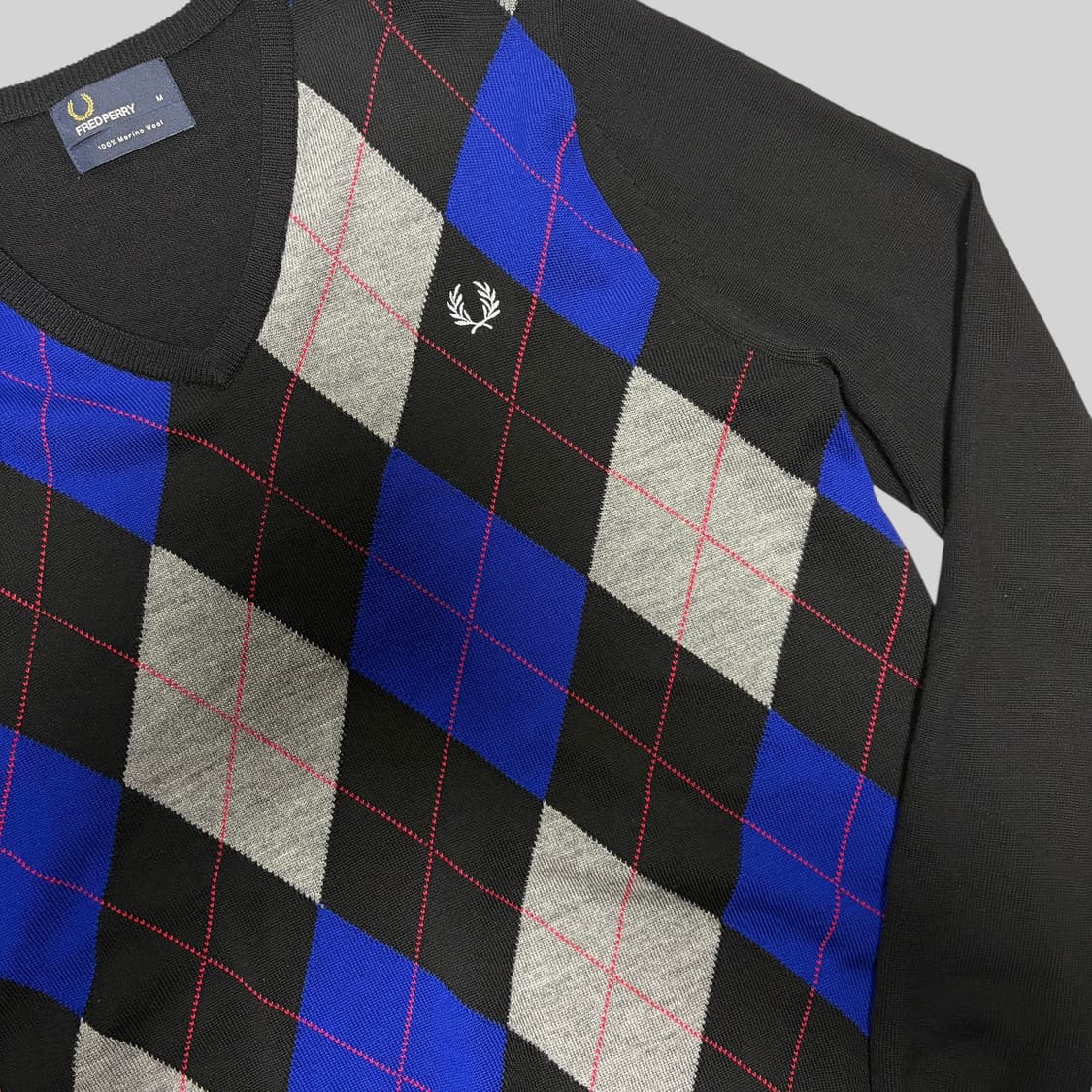 프레드페리 아가일 브이넥 메리노울 니트 M 상품이미지3