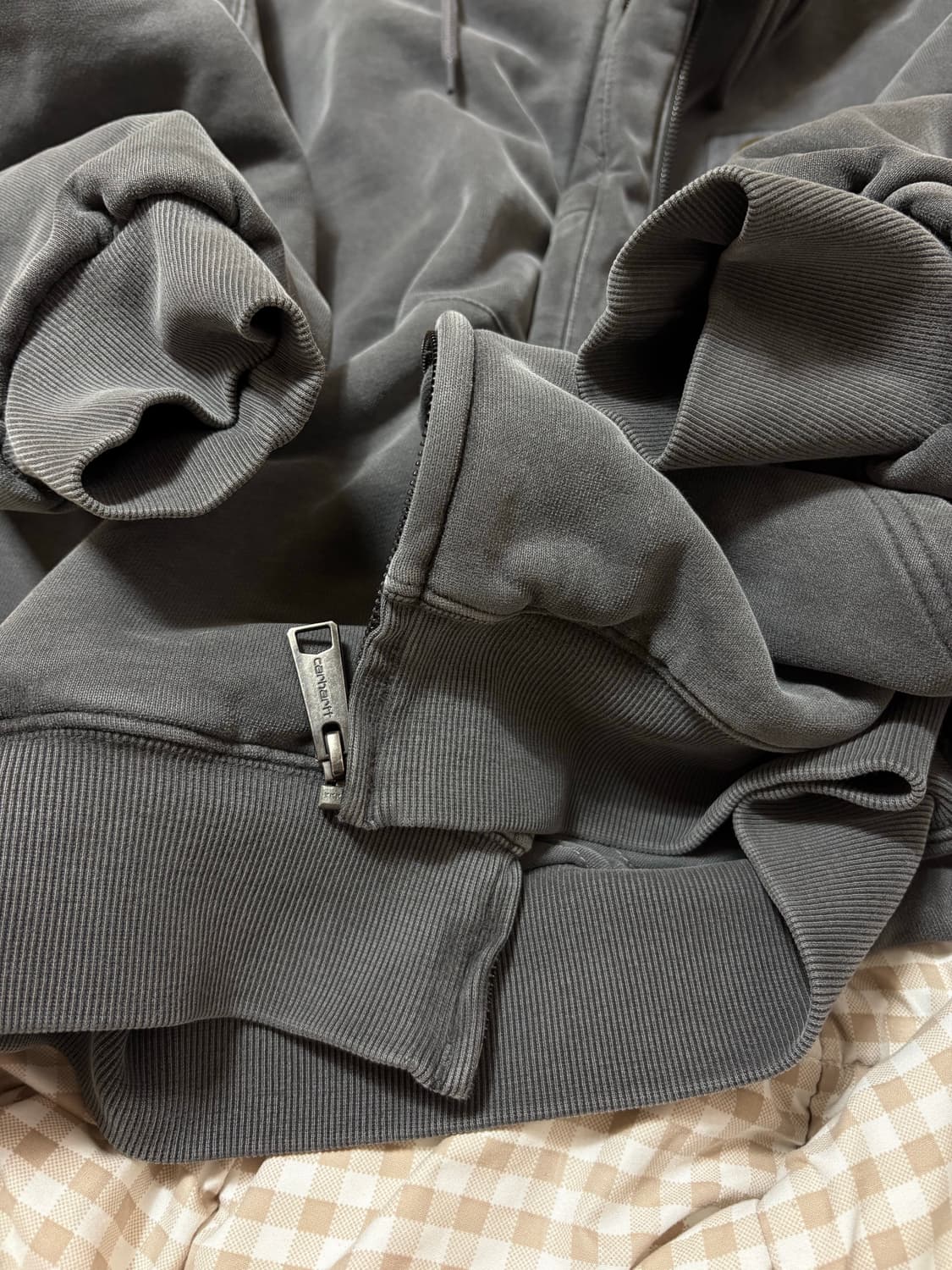 칼하트 WIP 후드집업 비스타 자켓 그래파이트 가먼트 다이드 상품이미지5