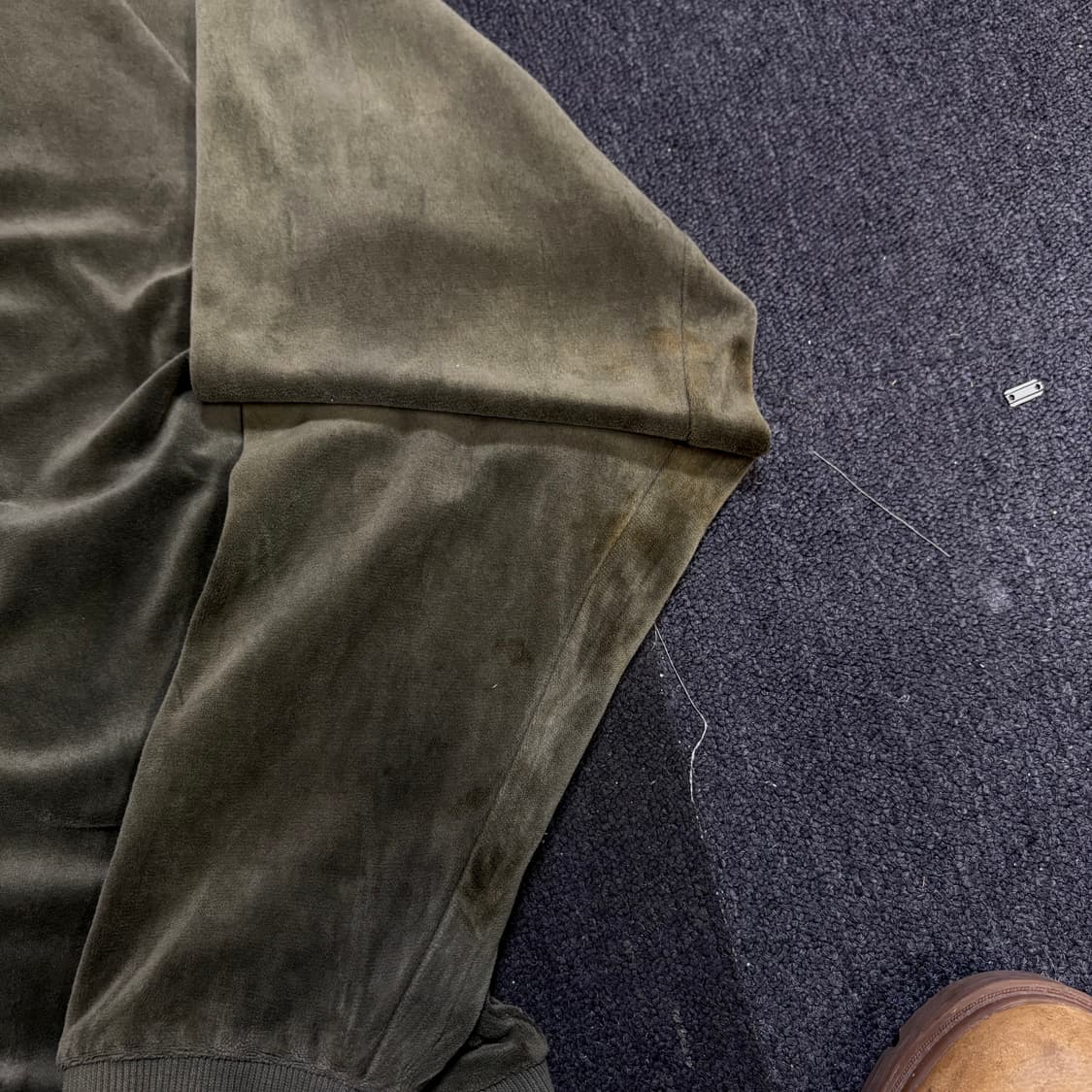 00s 아디다스 유광 카키 벨벳 사틴 져지 트랙탑 L  상품이미지5