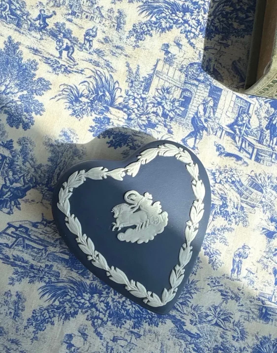 영국 빈티지 웨지우드 제스퍼웨어 네이비 하트 트링킷 상품이미지1